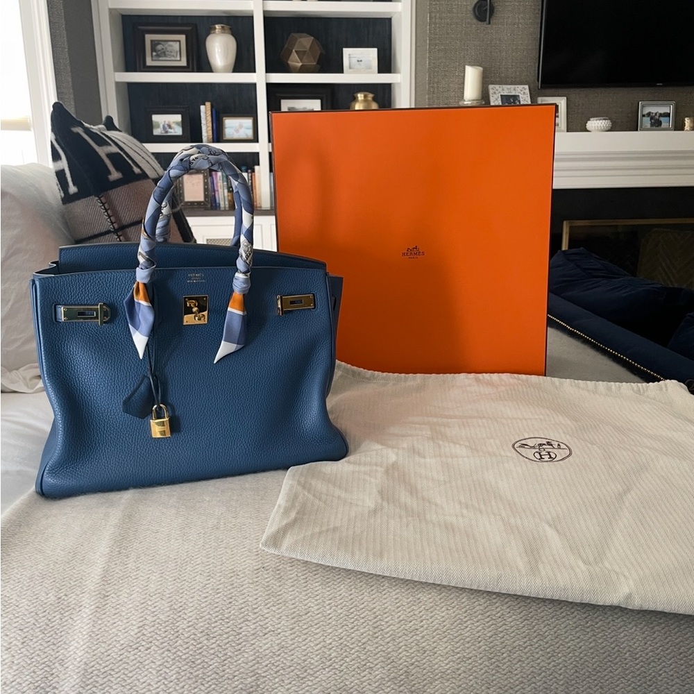 Blue Agate size 35 birkin taurillon Clemence